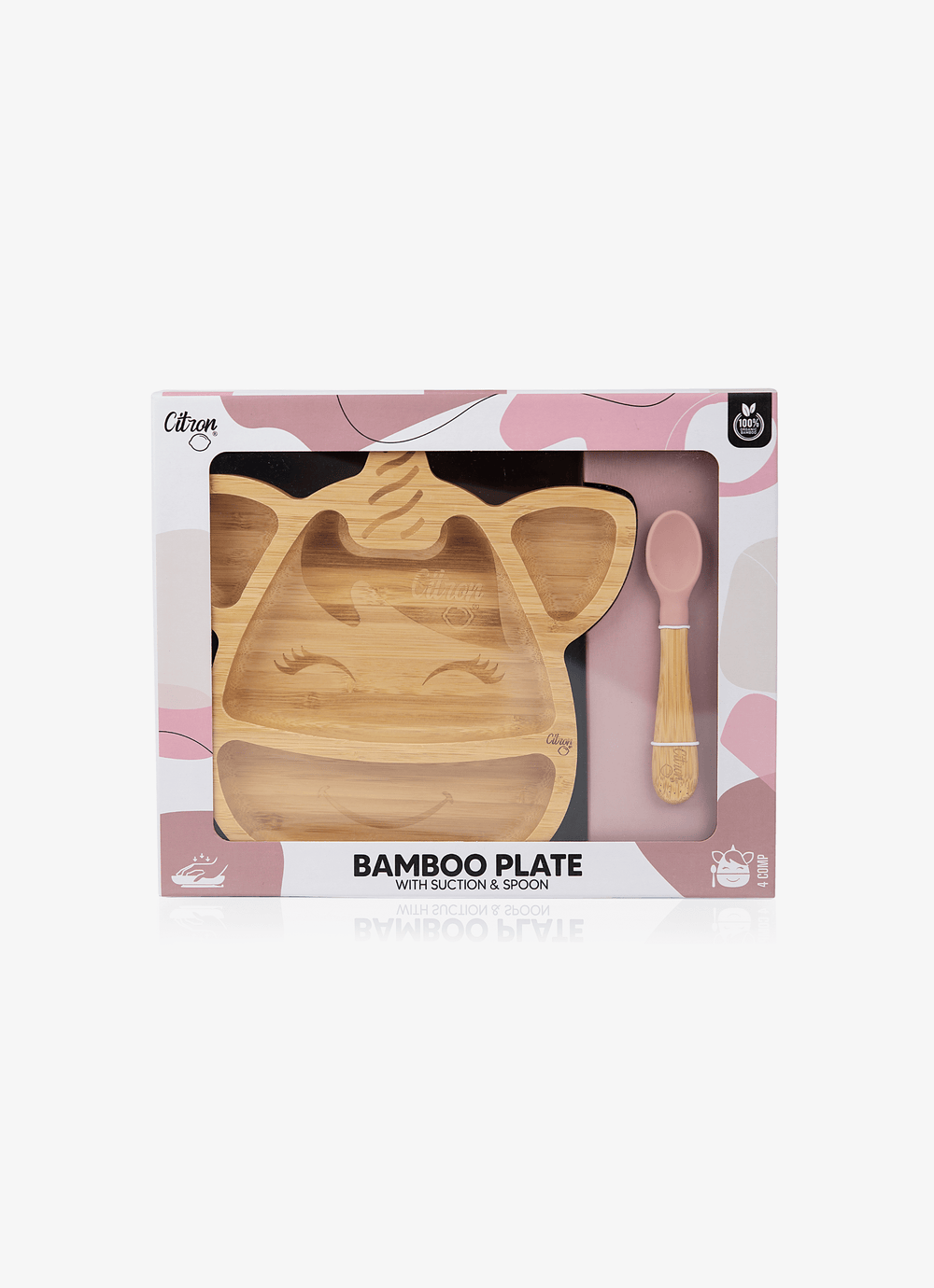 Small Bamboo Plate & spoon- Unicorn + with suction