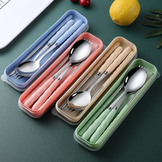 Home Spoon, Fork & Chopstick set with case