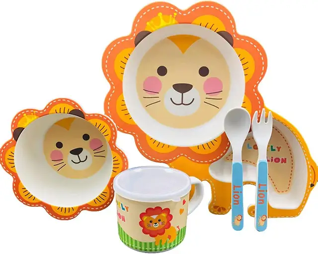 Bamboo Fibre Lion Theme Tableware Set