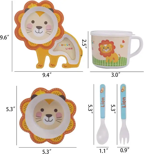 Bamboo Fibre Lion Theme Tableware Set