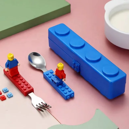 Lego Building Blocks Design Stainless Steel Spoon and Fork Set