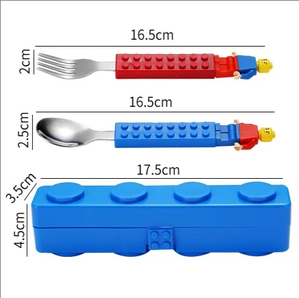 Lego Building Blocks Design Stainless Steel Spoon and Fork Set