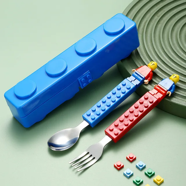 Lego Building Blocks Design Stainless Steel Spoon and Fork Set