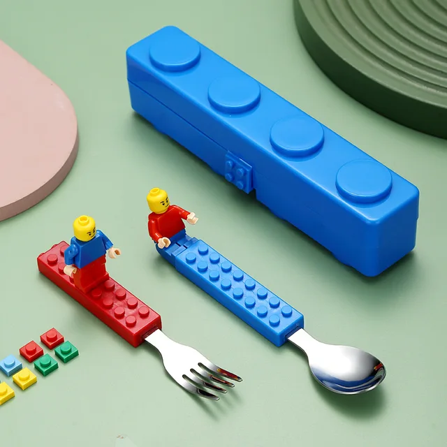 Lego Building Blocks Design Stainless Steel Spoon and Fork Set