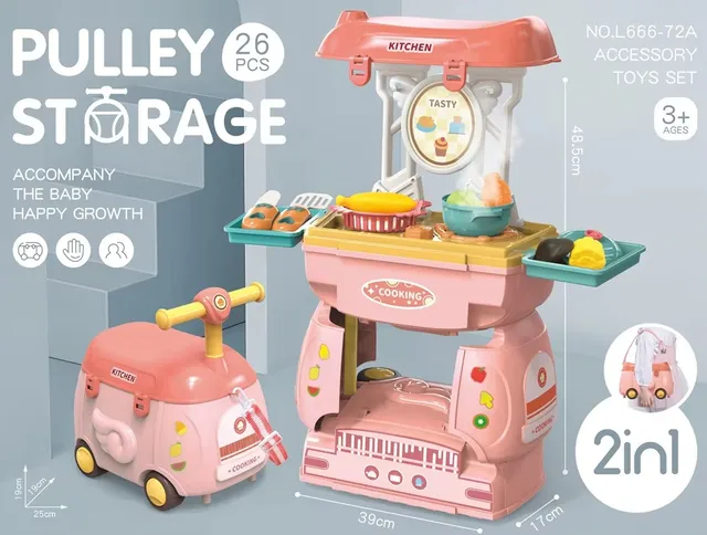 2-in-1 Simulation Pretend Play Kitchen Trolley: A World of Imaginative Play and Adventure for Kids