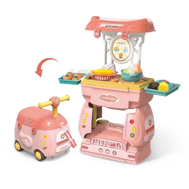 2-in-1 Simulation Pretend Play Kitchen Trolley: A World of Imaginative Play and Adventure for Kids