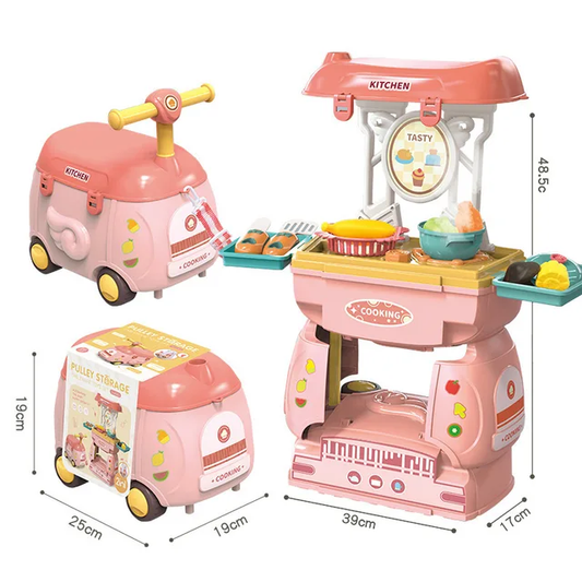 2-in-1 Simulation Pretend Play Kitchen Trolley: A World of Imaginative Play and Adventure for Kids