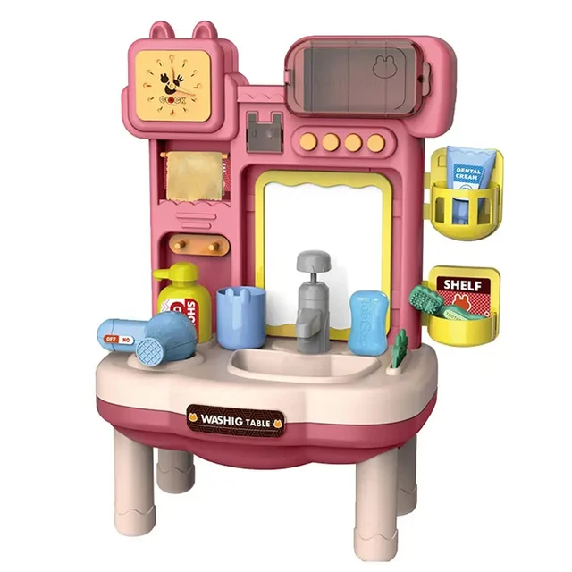 Interactive Toothbrushing Washing Table Playset - Music & Auto Water Circulation | Pretend Play Toy for Kids Ages 2+ Year