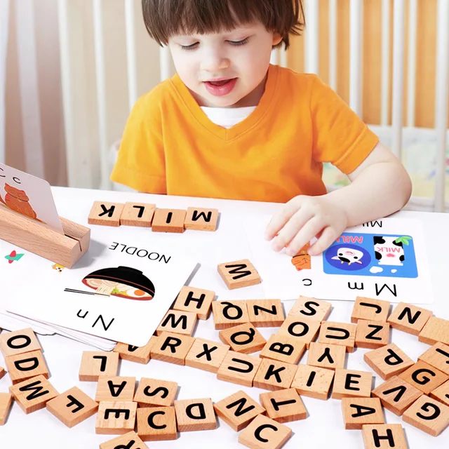 Montessori Educational Tracing Boards Alphabet Double Sided with Wooden Pen Spelling Game