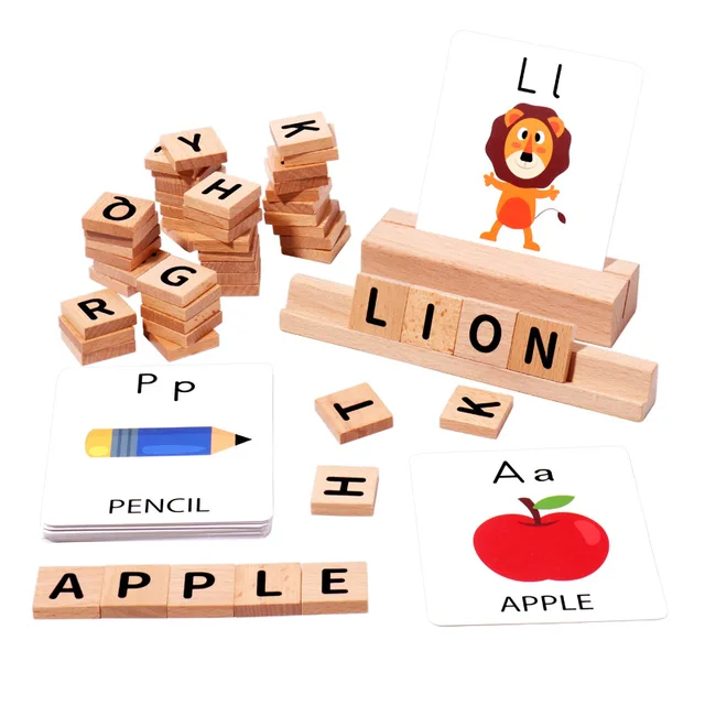 Montessori Educational Tracing Boards Alphabet Double Sided with Wooden Pen Spelling Game