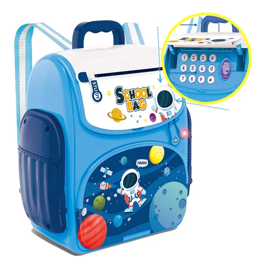 School Bag Musical Money Safe Kids Piggy Savings Bank with Finger Print Sensor