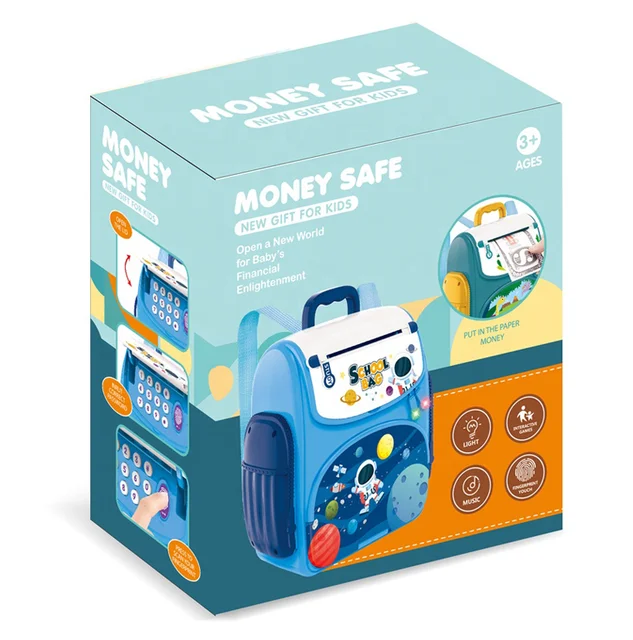 School Bag Musical Money Safe Kids Piggy Savings Bank with Finger Print Sensor