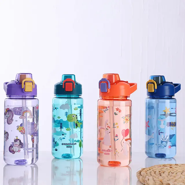 Kids' Animal Prints Straw Sipper Bottles 600 ML