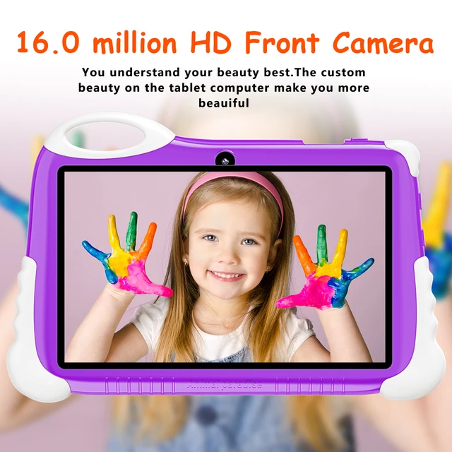 Multi-Functional Kids Tablet - 7" HD Display, 128GB Storage, Dual Cameras, 4G/WiFi, Parental Lock, Preloaded Learning Games, Fall-Resistant Cover (Unicorn)