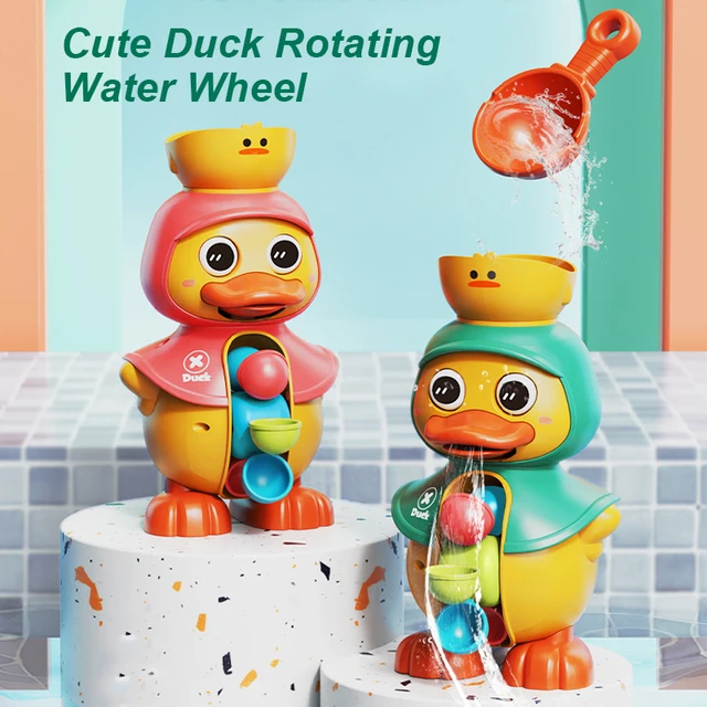 Rotating Waterwheel Baby Bath Toy Little Yellow Duck Sprinkler