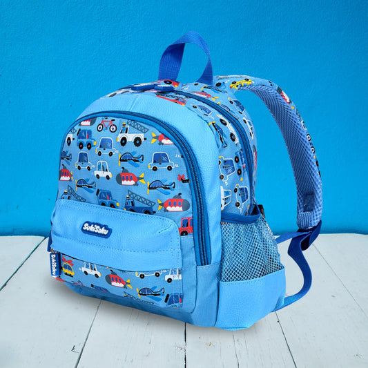 SukiSaku Vehicles Design Backpack with Front Pocket for Kids