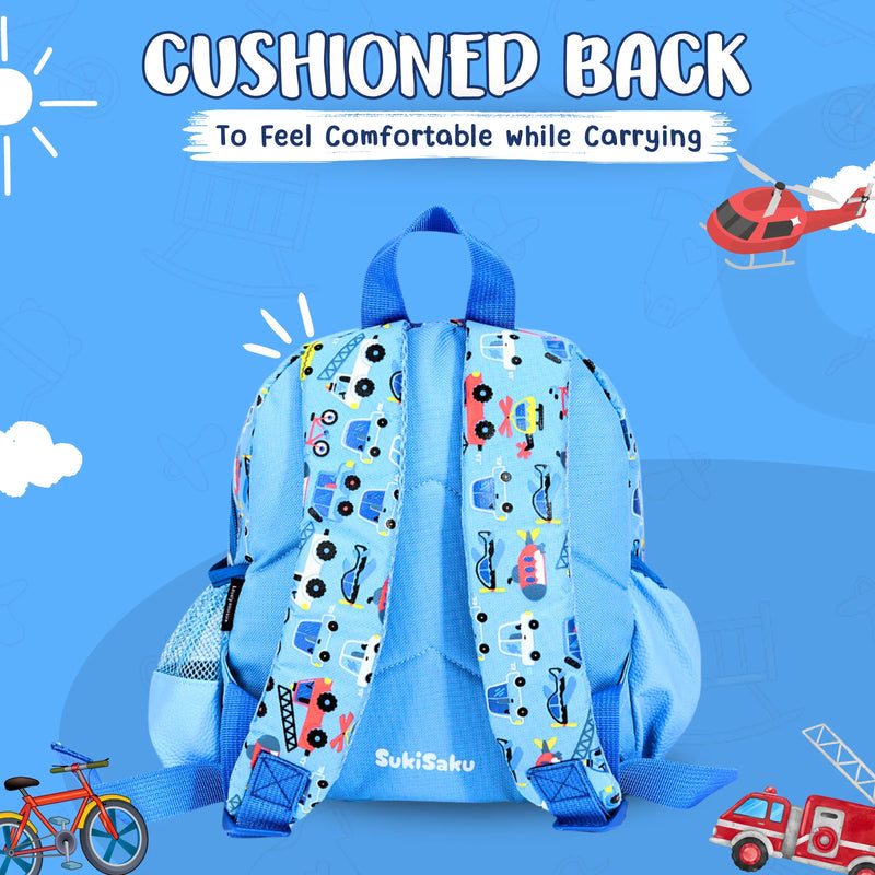 SukiSaku Vehicles Design Backpack with Front Pocket for Kids