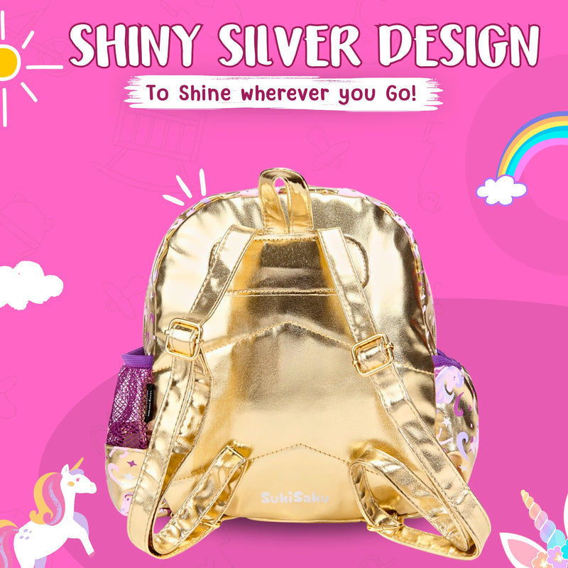 SukiSaku Premium Unicorn Gold Pink Toddlers Backpack