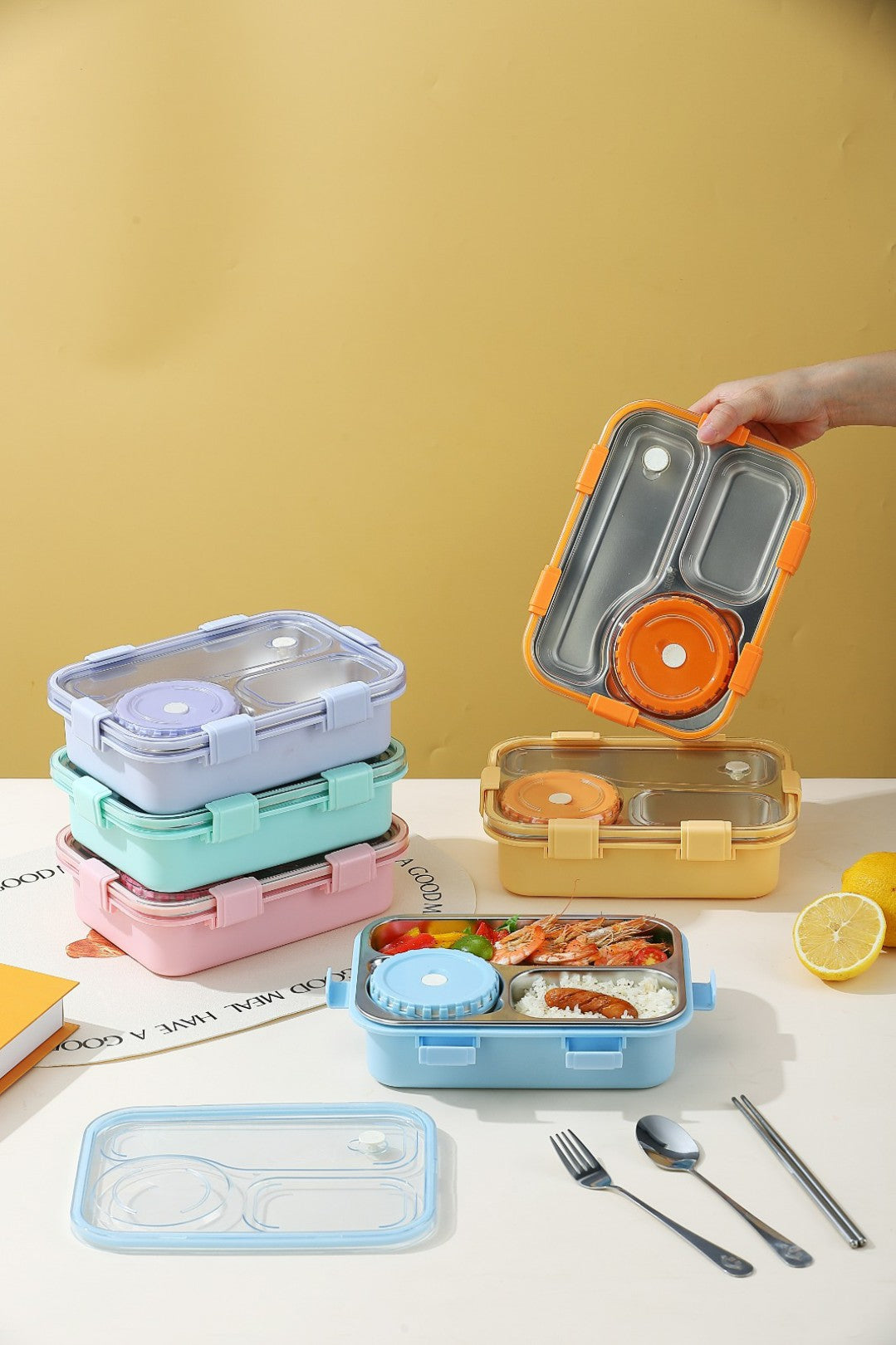 3 Grid Lunch Box With Bowl