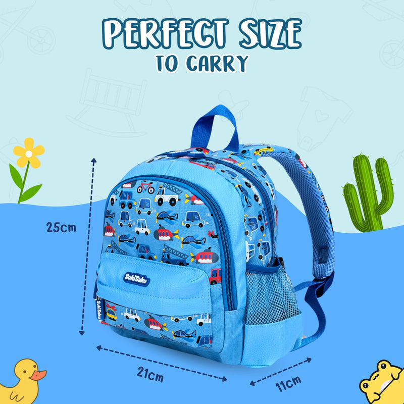 SukiSaku Vehicles Design Backpack with Front Pocket for Kids