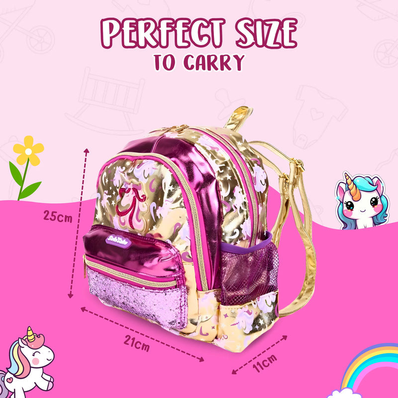 SukiSaku Premium Unicorn Gold Pink Toddlers Backpack