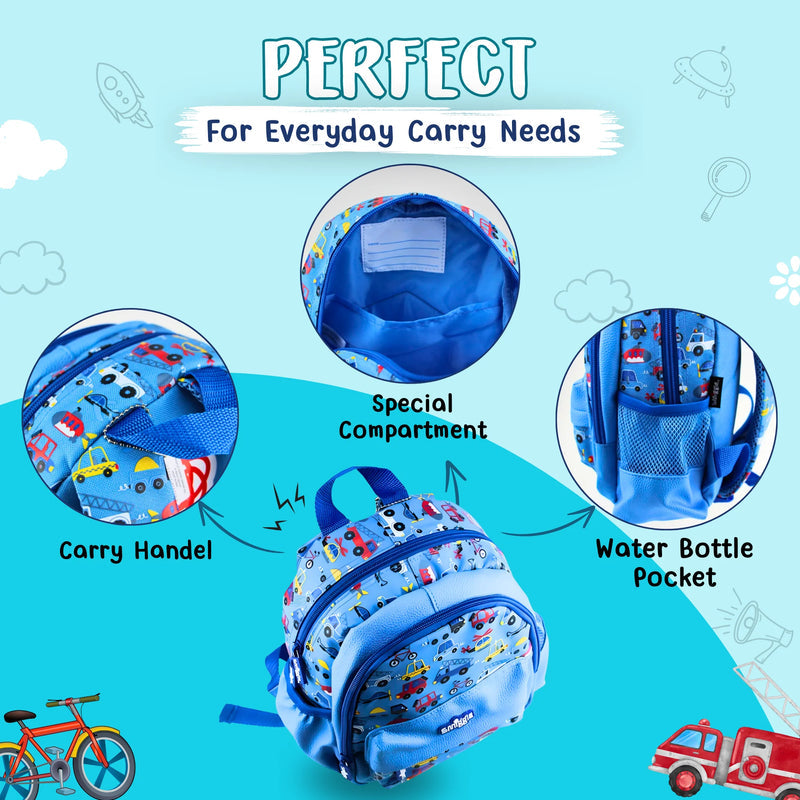 SukiSaku Vehicles Design Backpack with Front Pocket for Kids