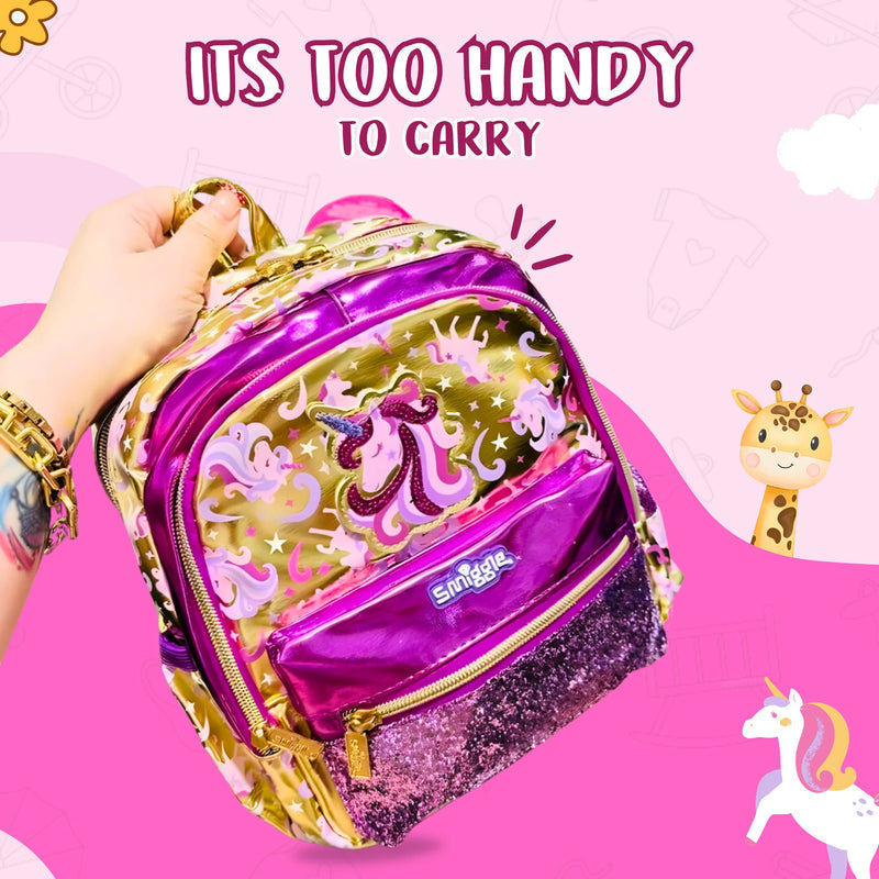 SukiSaku Premium Unicorn Gold Pink Toddlers Backpack