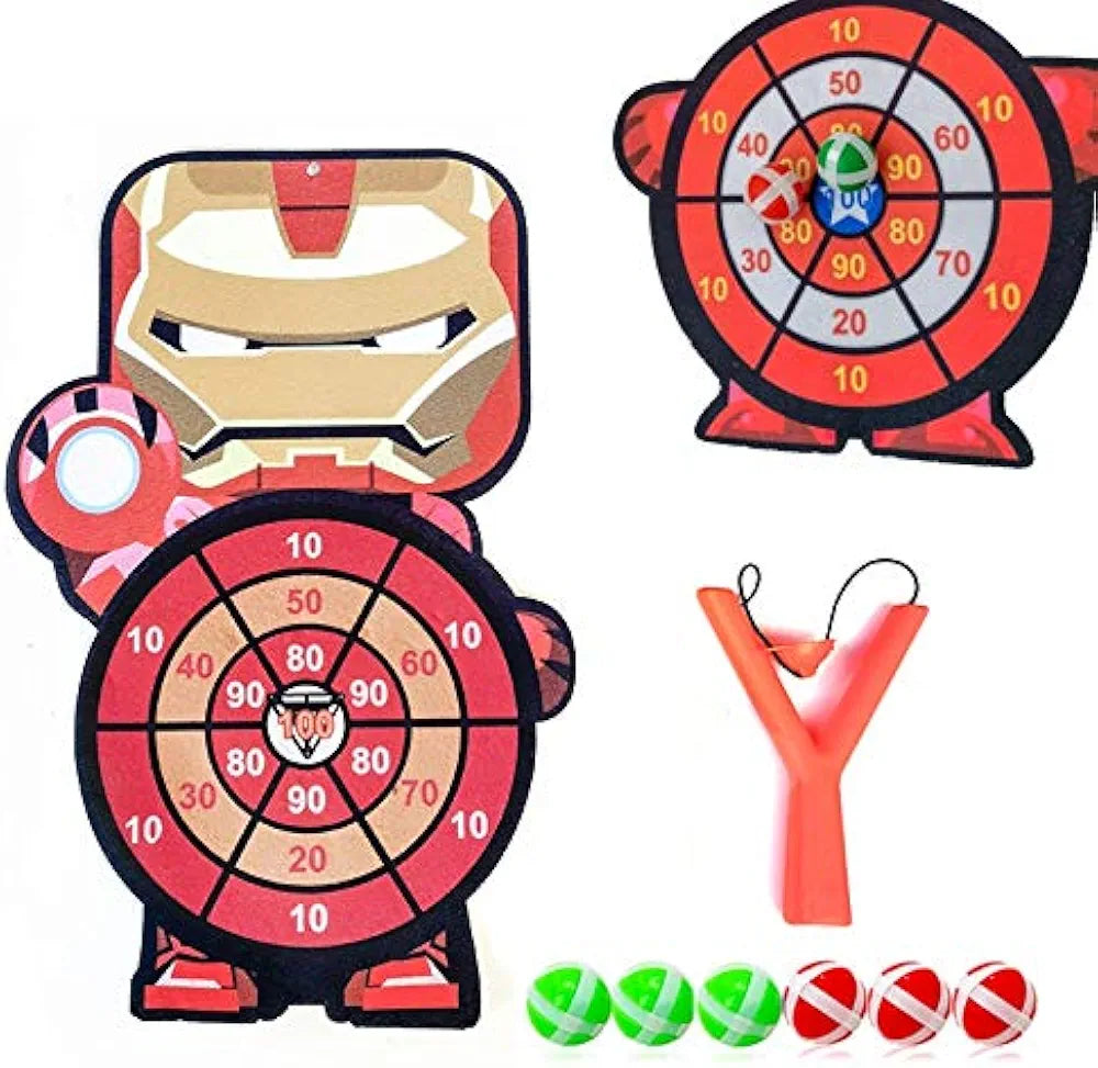 17 Inch Sticky Target Dart Board with 6 Velcro Balls, 2 Disk, 4 Darts Dart Board