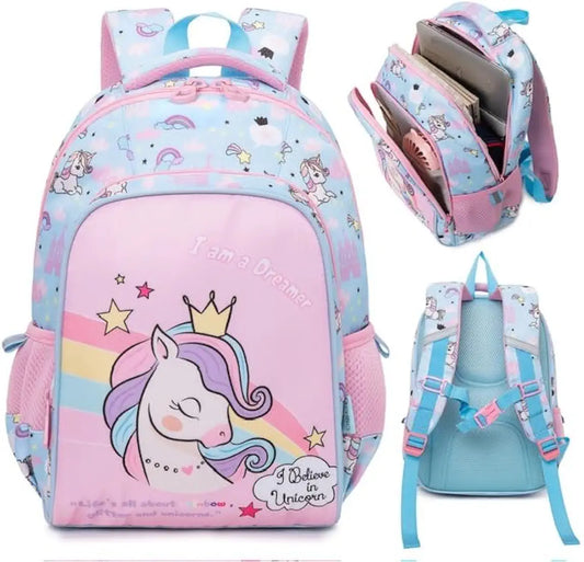 Blue Unicorn Style School Backpack