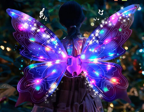 LED Lights & Musical Fairy Butterfly Wearable Wings for Kids