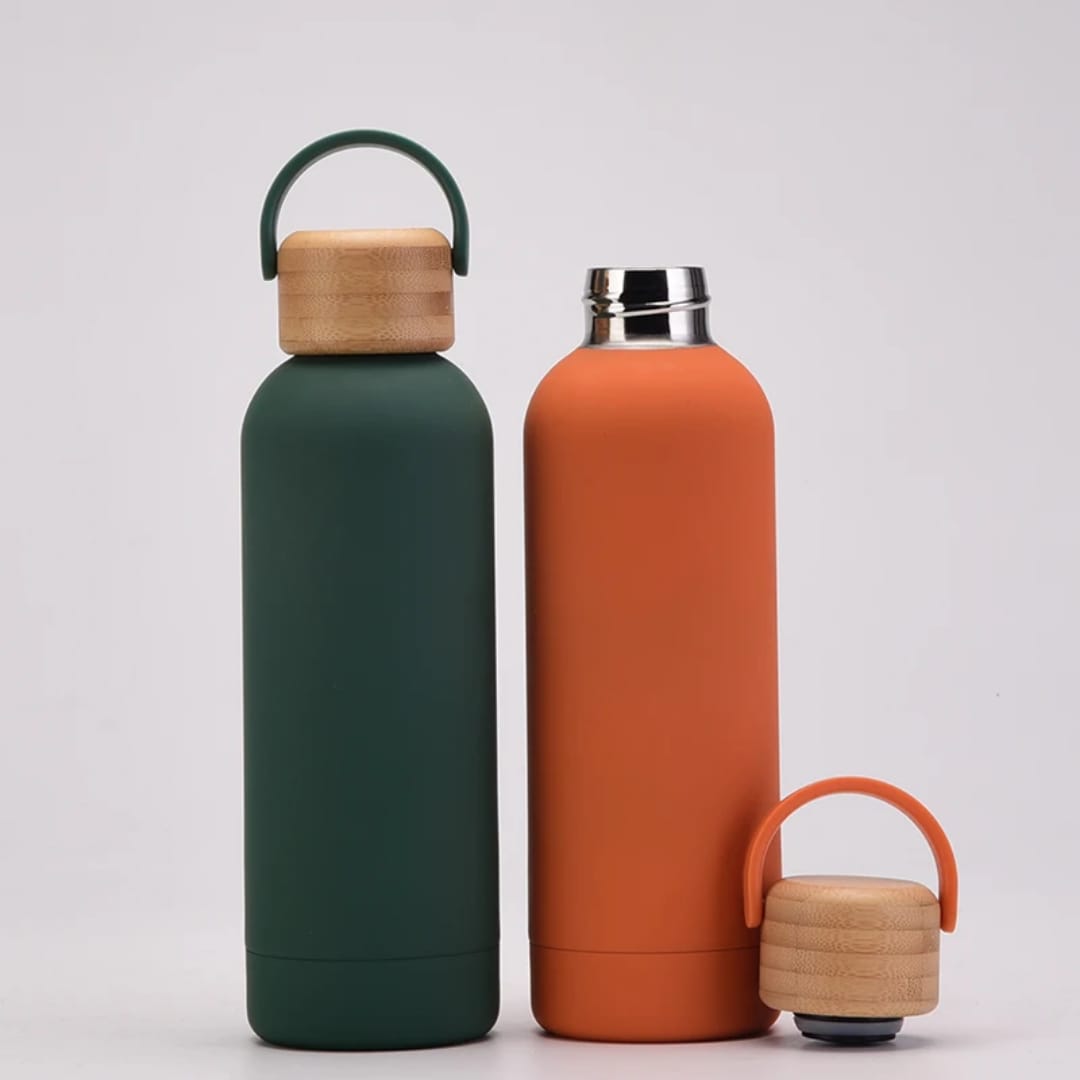 Bamboo Cap Stainless Steel Bottle