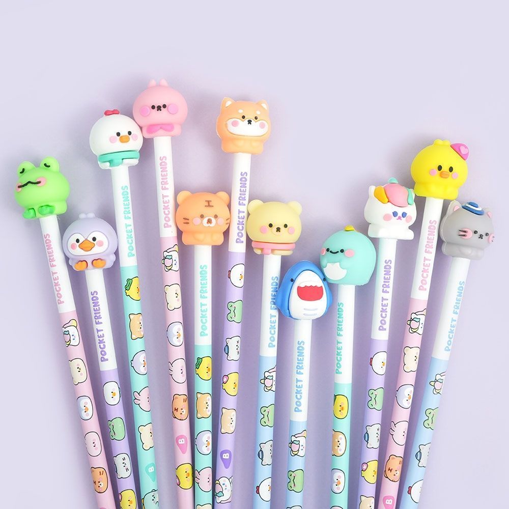 Cartoon Topper Pencil Set - 6 Pencils