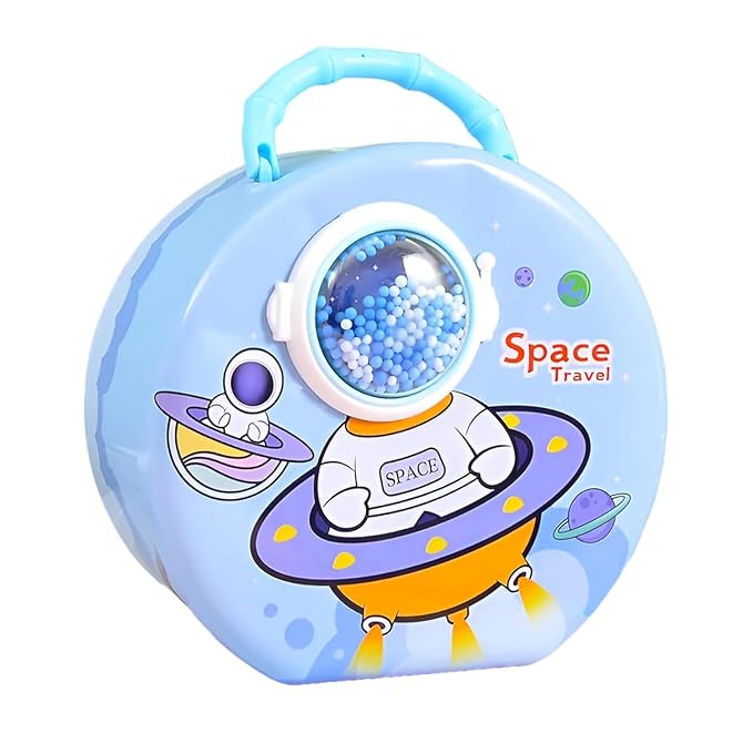 Space Themed Lockable Round Piggy Bank