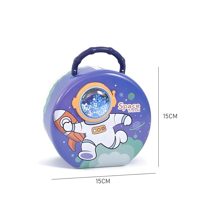 Space Themed Lockable Round Piggy Bank