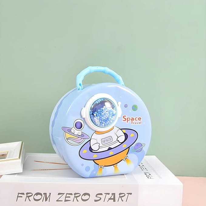 Space Themed Lockable Round Piggy Bank