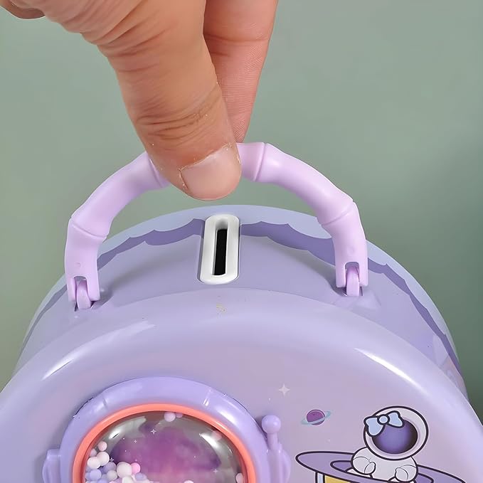 Space Themed Lockable Round Piggy Bank