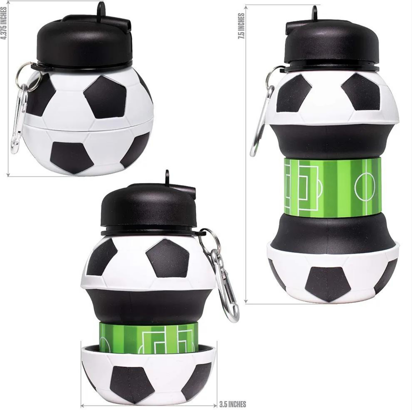 Football Collapsible BPA Free Silicone  Bottles - 550 ML