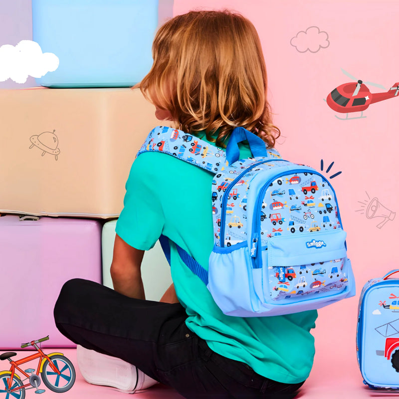 SukiSaku Vehicles Design Backpack with Front Pocket for Kids