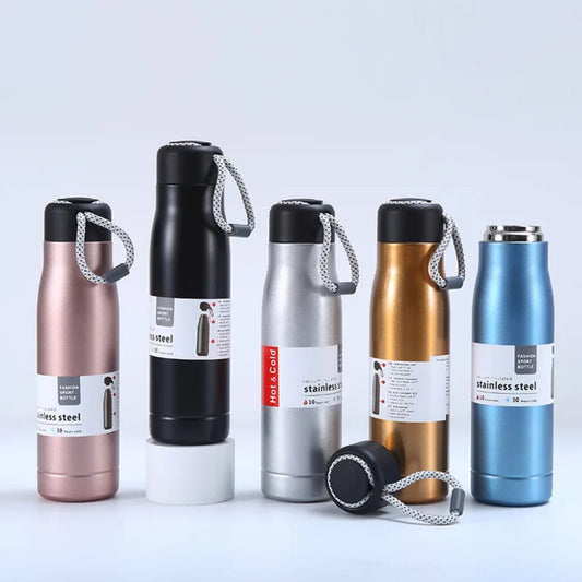 Fashion Sports Stainless Steel Bottle with Rope (580 ml)