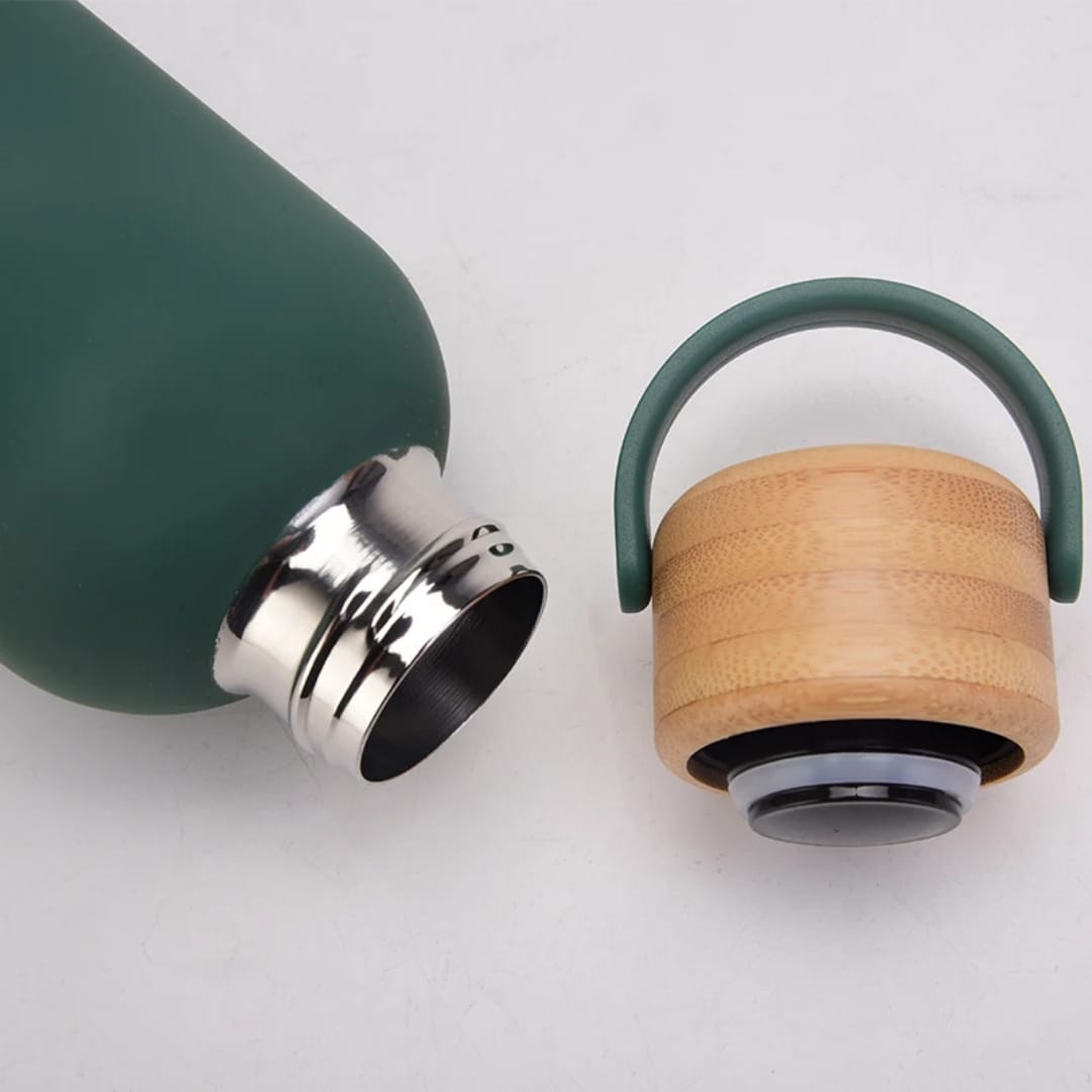 Bamboo Cap Stainless Steel Bottle