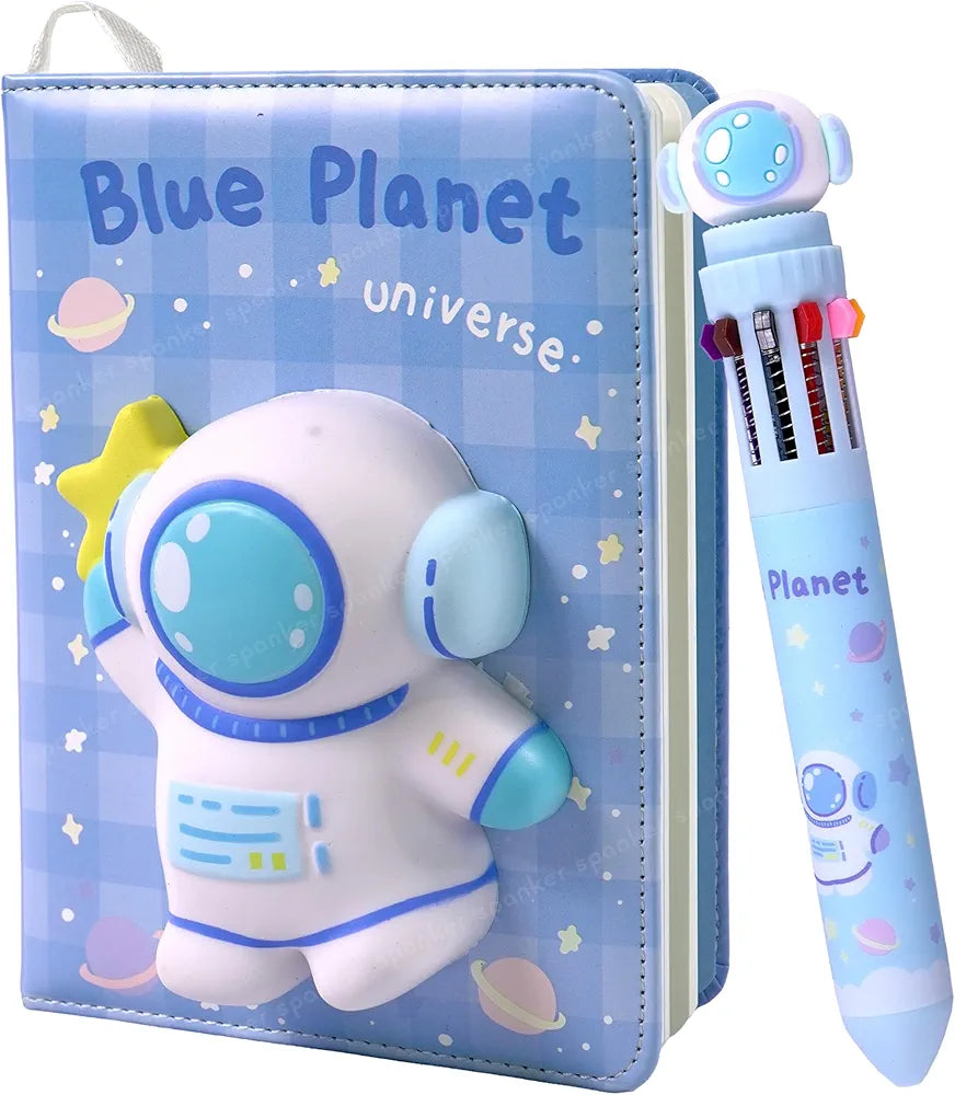 Cute 3D Squishy Diary With Multicolour Pen