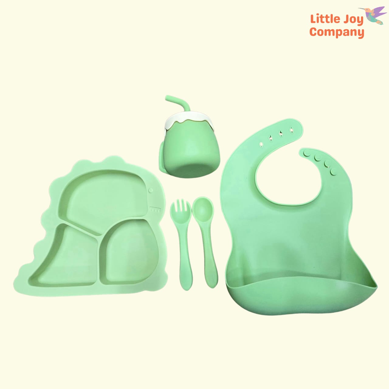 Suction Siliconne Food Grade Dino Theme Tableware Set for Babies