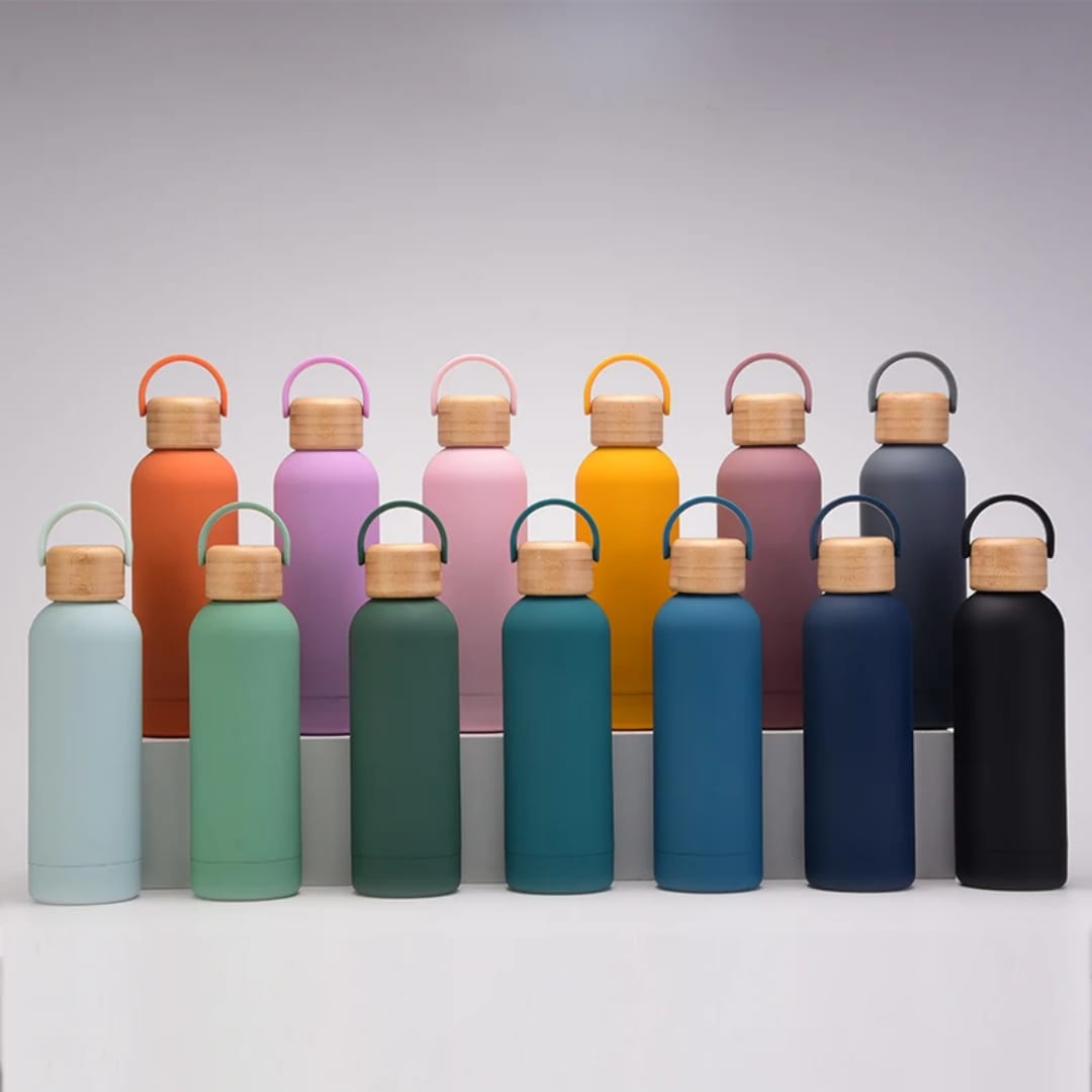 Bamboo Cap Stainless Steel Bottle