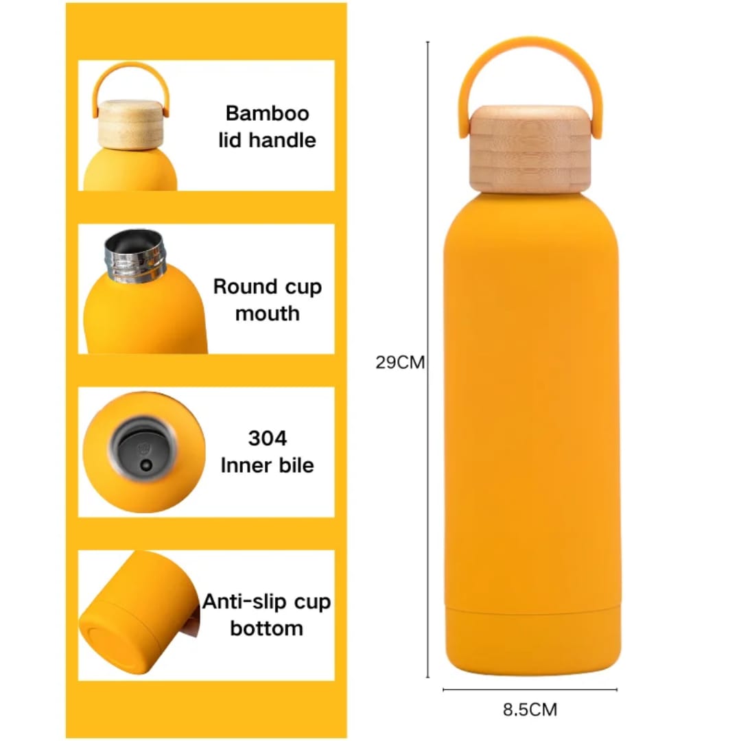 Bamboo Cap Stainless Steel Bottle