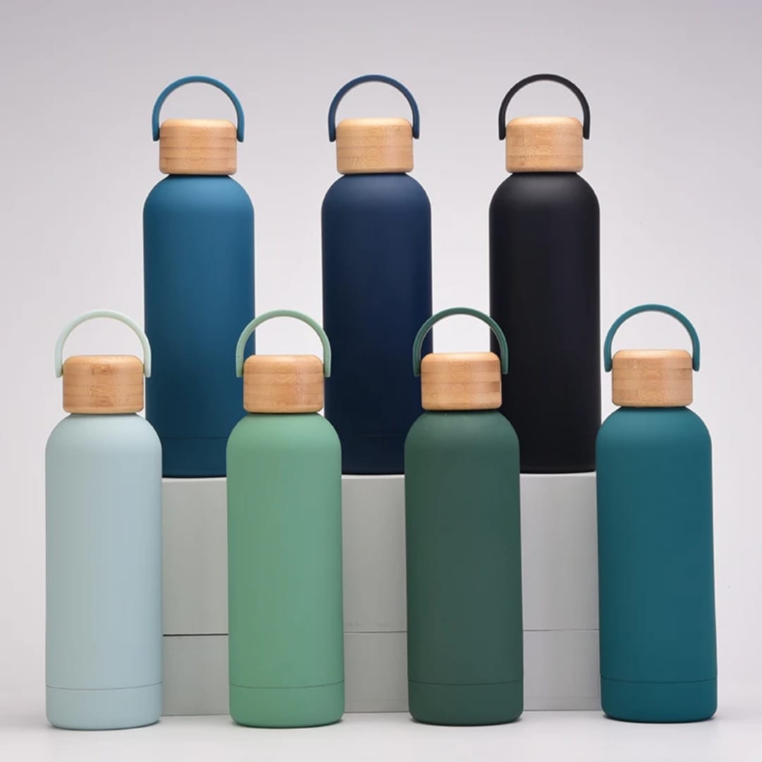 Bamboo Cap Stainless Steel Bottle