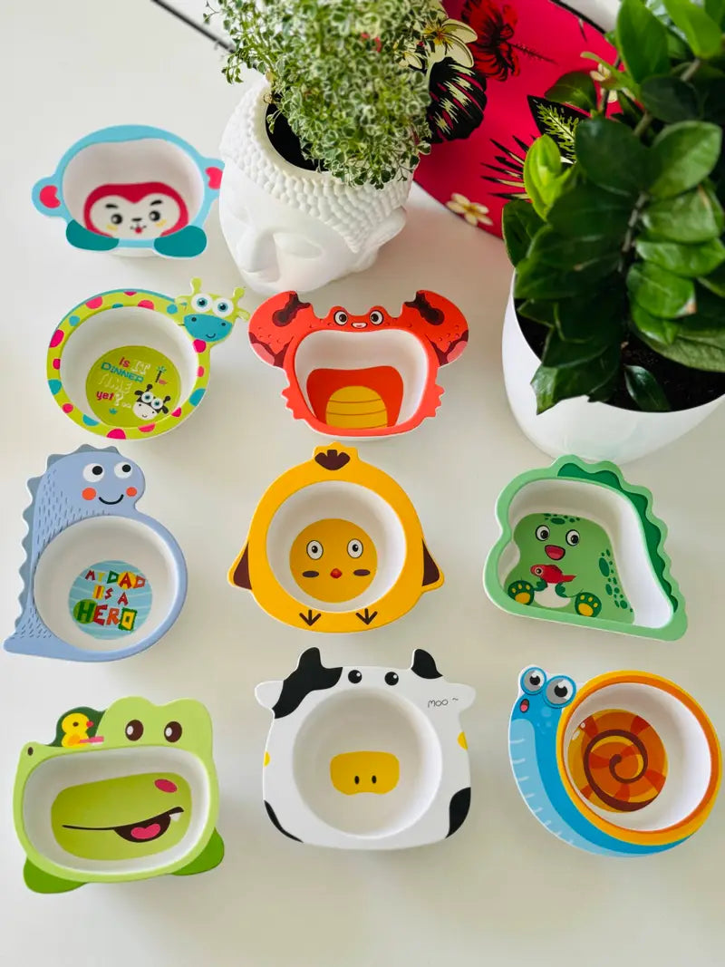 Animal Theme Baby Feeding Bamboo Tableware bowl for kids