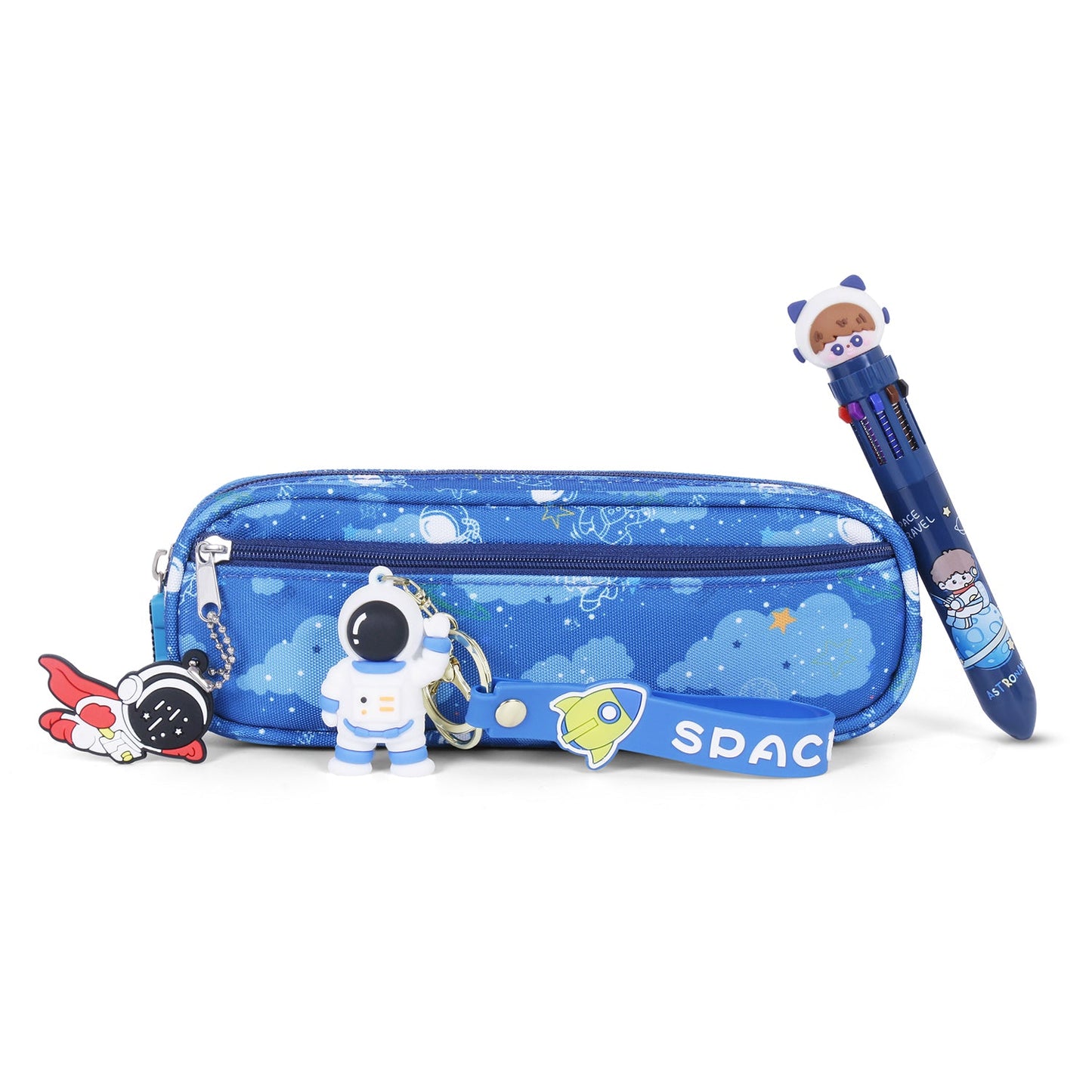 Cute Space Pencil Pouch with Pen and Keychain - Gift Pack