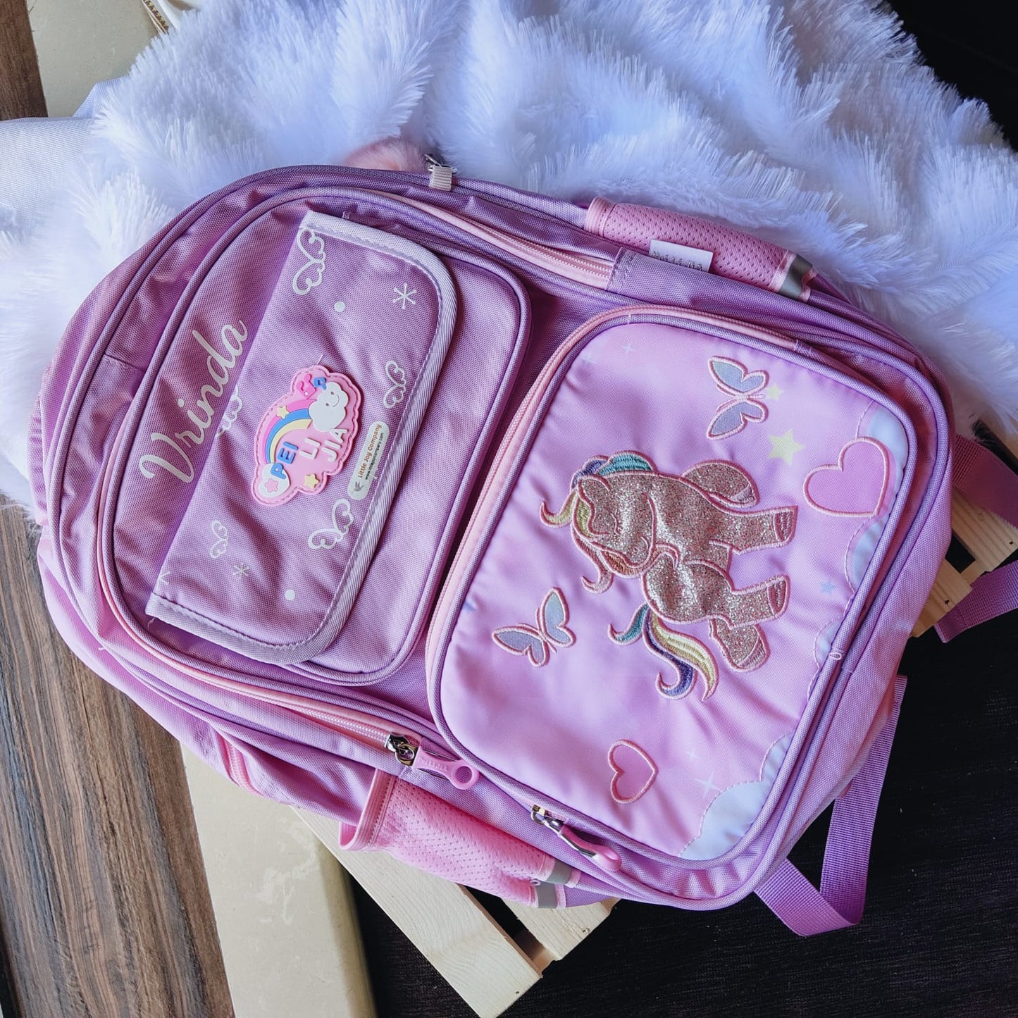 Premium Unicorn Printed Embroidery School Backpack