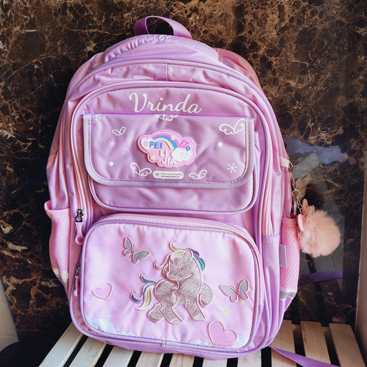 Premium Unicorn Printed Embroidery School Backpack