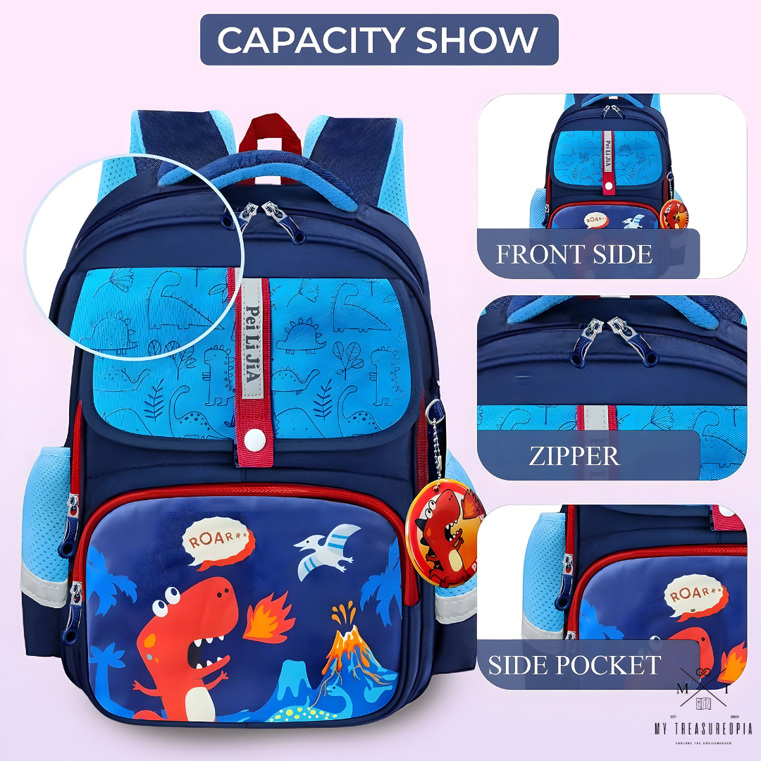 Large Capacity Dino Theme School Backpack